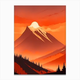 Misty Mountains Vertical Composition In Orange Tone 386 Canvas Print