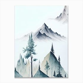 Mountain And Forest In Minimalist Watercolor Vertical Composition 64 Canvas Print