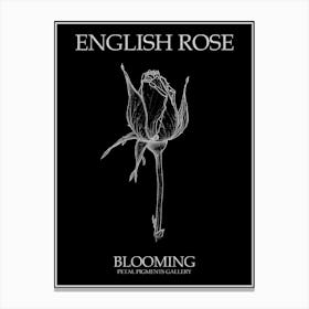 English Rose Blooming Line Drawing 4 Poster Inverted Canvas Print