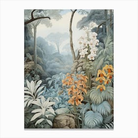 Vintage Jungle Botanical Illustration Orchids 3 Canvas Print