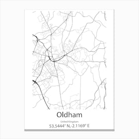 Oldham,United Kingdom Minimalist Map Leinwandbilder