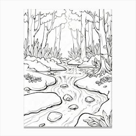 River In The Forest Coloring Page Canvas Print