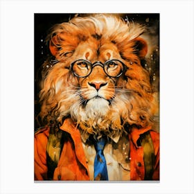 Lion In Glasses animal Canvas Print