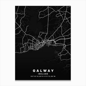 Galway Ireland Black Map Canvas Print