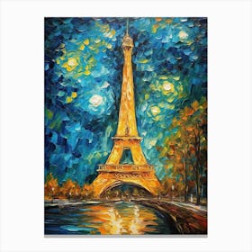 Eiffel Tower Paris Van Gogh Style 1 Canvas Print