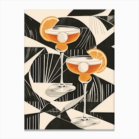 Art Deco Cocktails With Black & White Pattern Canvas Print