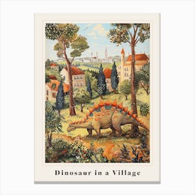 Dinosaur In An Ancient Village 1 Poster Canvas Print