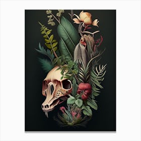 Animal Skull 2 Botanical Canvas Print