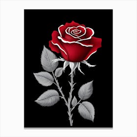 Red Rose On Black Background 3 Canvas Print