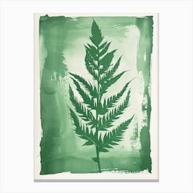 Green Ink Painting Of A Asparagus Fern 2 Canvas Print
