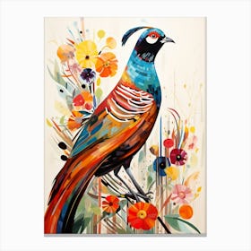 Bird Painting Collage Pheasant 7 Canvas Print