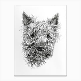 Terrier Dog Line Sketch 1 Canvas Print