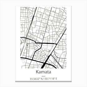 Kamata,Japan Minimalist Map Canvas Print