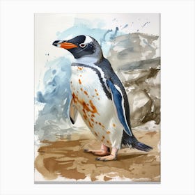Humboldt Penguin Deception Island Watercolour Painting 2 Canvas Print