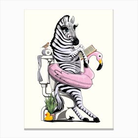 Zebra On The Toilet Canvas Print