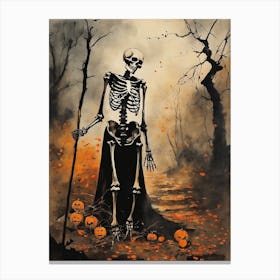 Vintage Halloween Gothic Skeleton Painting (34) Canvas Print