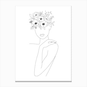 Flower Girl Line Art Canvas Print