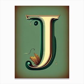 J, Letter, Alphabet Retro Drawing 3 Canvas Print