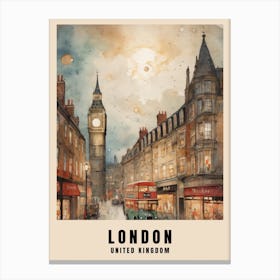 London Travel Poster Vintage United Kingdom Painting (10) Canvas Print