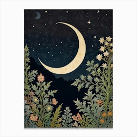 Moon And Flowers Style William Morris 27 Canvas Print