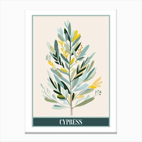 Cypress Tree Flat Illustration 8 Poster Canvas Print