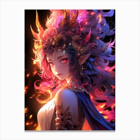 Anime Girl With Horns Canvas Print