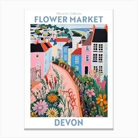 Devon England Flower Market Floral Art Print Travel Print Plant Art Modern Style Canvas Print
