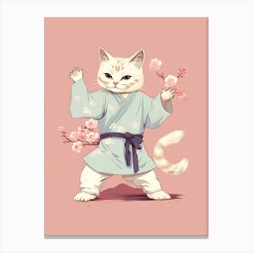 Kawaii Cat Drawings Tai Chi 4 Canvas Print