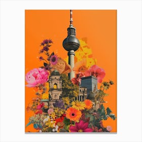Berlin   Floral Retro Collage Style 3 Canvas Print