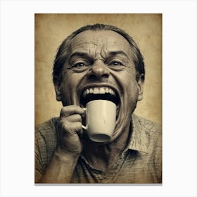 Old Man Drinking Coffee Canvas Print