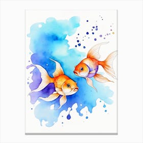 Twin Goldfish Watercolor Painting (35) Canvas Print
