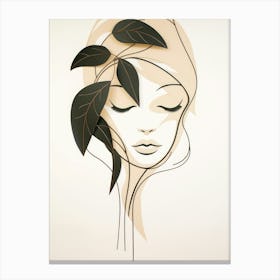 Woman With Leaves On Her Face 1 Canvas Print