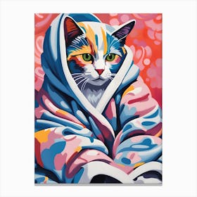 Cat In A Blanket Canvas Print