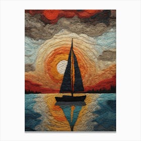 Sailboat At Sunset Canvas Print