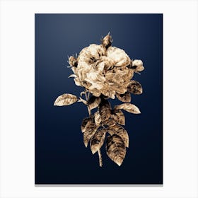 Gold Botanical Giant French Rose on Midnight Navy n.2461 Canvas Print