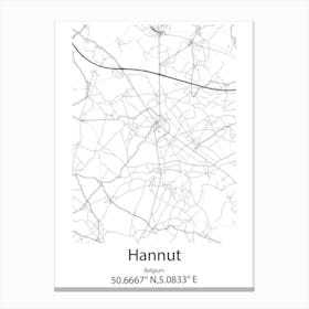 Hannut,Belgium Minimalist Map Canvas Print