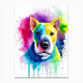 Miniature Bull Terrier Rainbow Oil Painting dog Canvas Print