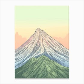Mount Apo Philippines Color Line Drawing (6) Canvas Print