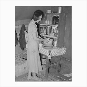 Wife Of Day Laborer In Kitchen In Camp In Arkansas River Bottom Near Webbers Falls, Oklahoma, Muskogee County Canvas Print