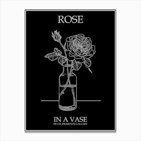 Rose In A Vase Line Drawing 2 Poster Inverted Canvas Print