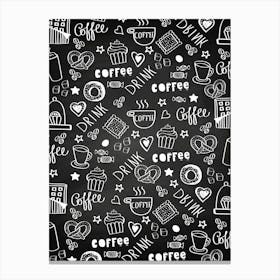 Seamless Pattern With Coffee Doodles - kitchen art, kitchen poster Canvas Print