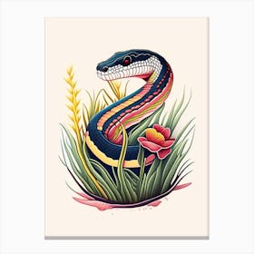 Atlantic Salt Marsh Snake Tattoo Style Canvas Print