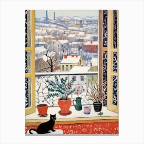 The Windowsill Of Budapest   Hungary Snow Inspired By Matisse 4 Canvas Print