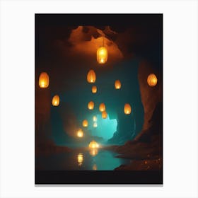 Cave With Lanterns Canvas Print