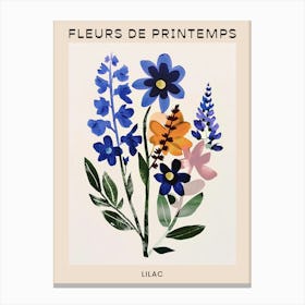 Spring Floral French Poster  Lilac 1 Canvas Print