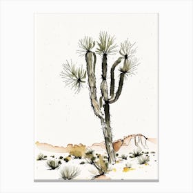 Joshua Trees In Mojave Desert Minimilist Watercolour  (2) Canvas Print