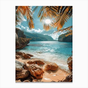 Beach With Palm Trees Canvas Print