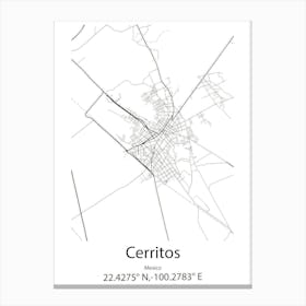 Cerritos,Mexico Minimalist Map Toile