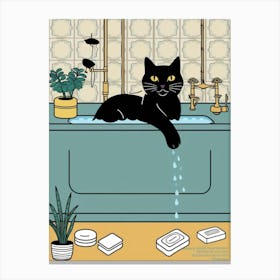 Cat In The Bath 2 Canvas Print