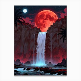 Hawaiian Waterfall Moon Canvas Print